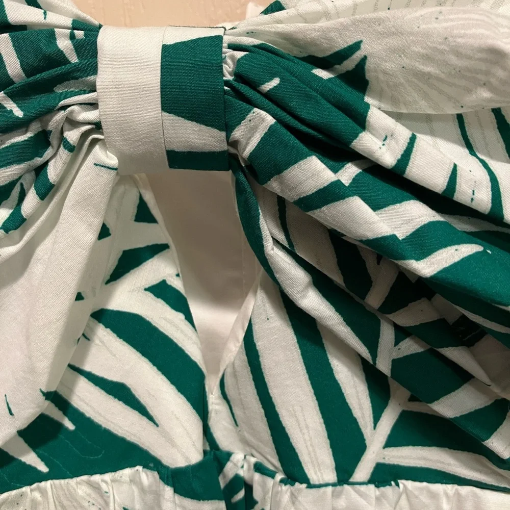 Milly Green and White Leaf Print Dress Size 8 - Picture 8 of 9